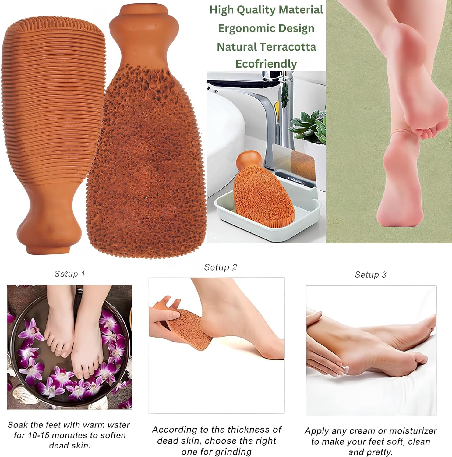 Pumice Stone for Feet, Callus Remover & Foot Exfoliator, Natural Terracotta Pumus Foot Scrubber for Cracked Heels