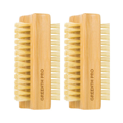 Bamboo Nail Brush，2Pcs Two-Side Firm Nature Wooden Sisal Scrub Brush for Toes and Nails,Cleaning Nail Brush