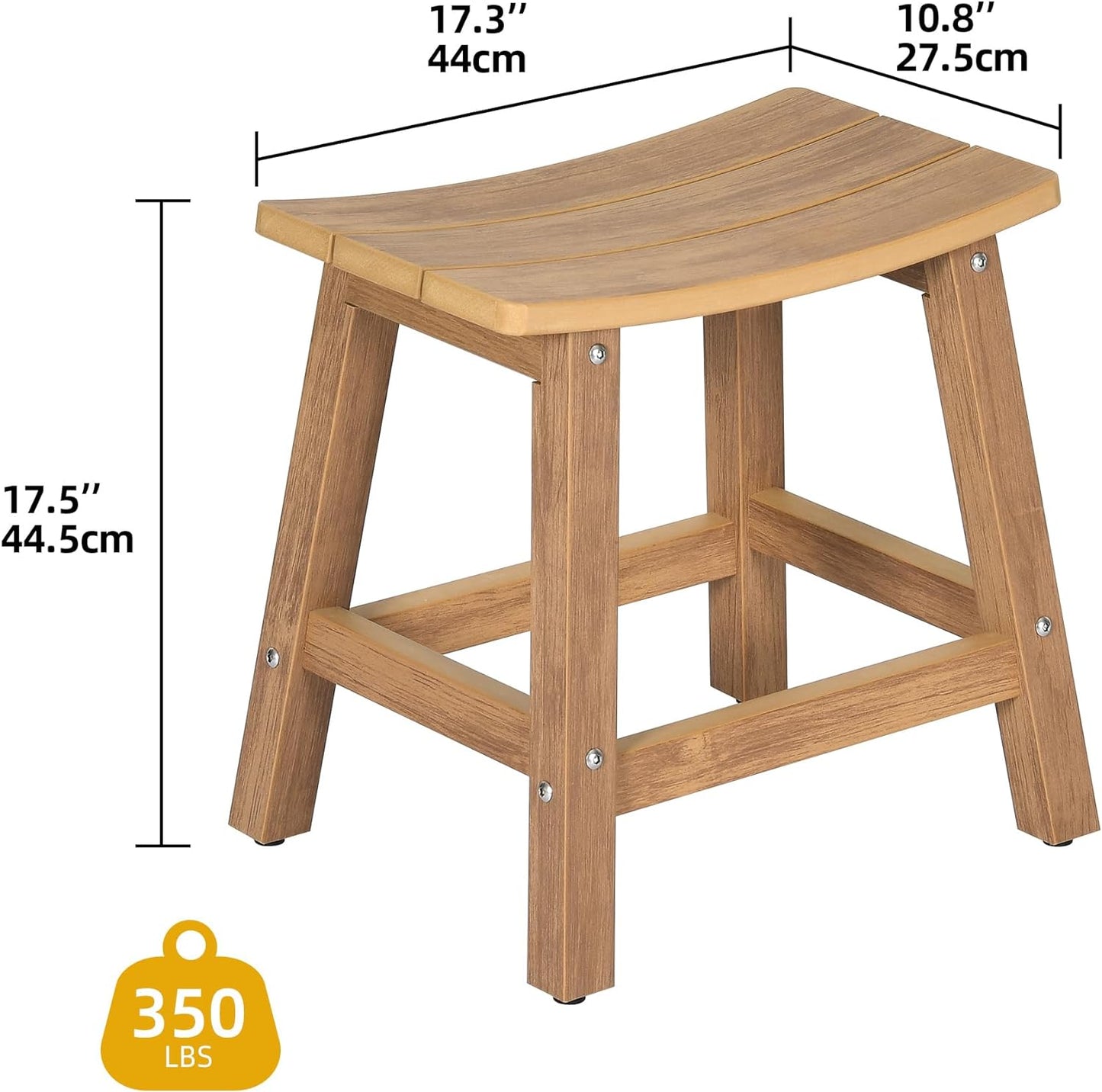 Poly Lumber Shower Bench, Shower Stool, Water Resistant & Non-Slip Design Shower Seat, Shower Bath Chairs Spa Stool for Bathroom (Teak)