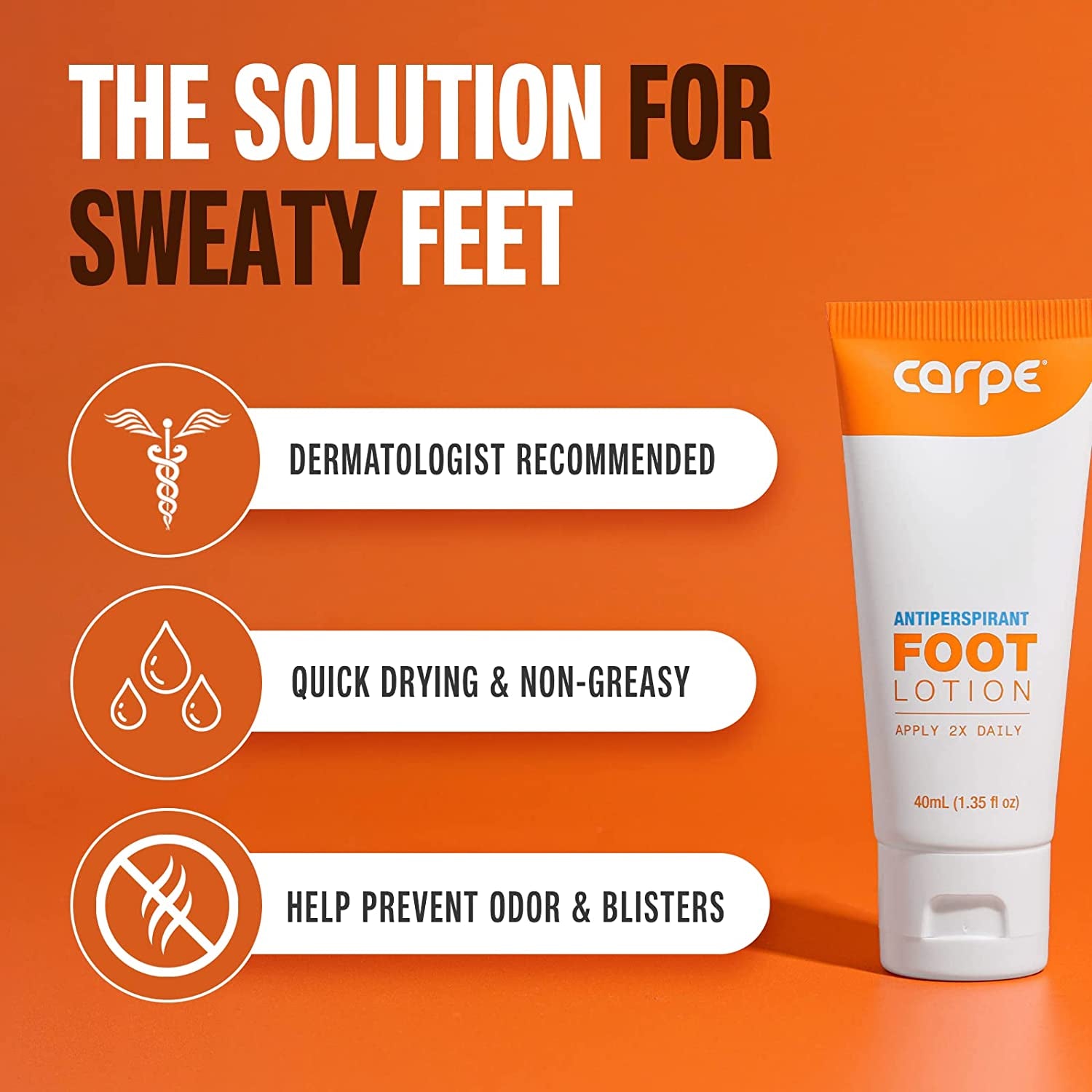 Antiperspirant Foot Lotion, a Dermatologist-Recommended Solution to Stop Sweaty, Smelly Feet, Helps Prevent Blisters, Great for Hyperhidrosis