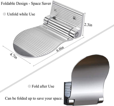 Shower Foot Rest, Shaving & Washing Foot Rest, Heavy Duty Aluminum Alloy Shaving Shelf Fold-Up Shower Foot Rest for Shaving Legs Shower Combo Set (Silvery)