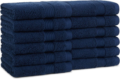 Arkwright Host & Home 100% Cotton Luxury Wash Cloths - (Pack of 12) Soft & Absorbent, Quick-Drying, Perfect for Beach Houses, Hotels, and Rental Properties, Lapis Navy