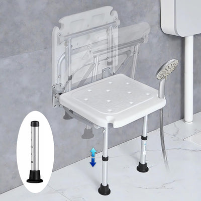 Folding Shower Seat Wall Mounted, Foldable Shower Chair Adjustable Height Fold down Shower Seat Bath Bench Bathroom Stool Collapsible for inside Shower for Elderly, Adults, Pregnants, Seniors,Disabled