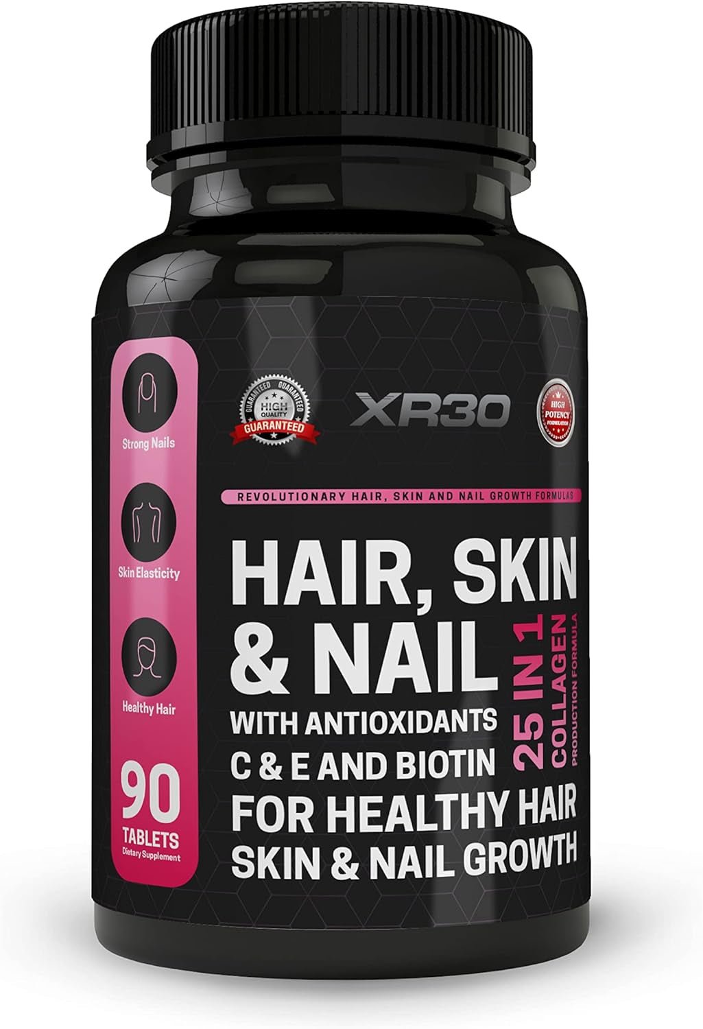 Hair, Skin & Nail - with Antioxidants C & E and Biotin - 90 Tablets - Made in USA