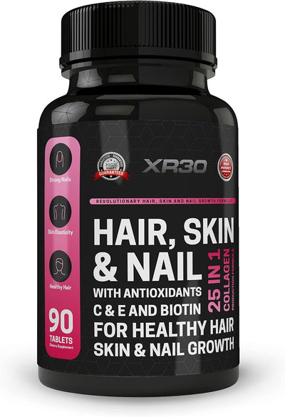 Hair, Skin & Nail - with Antioxidants C & E and Biotin - 90 Tablets - Made in USA