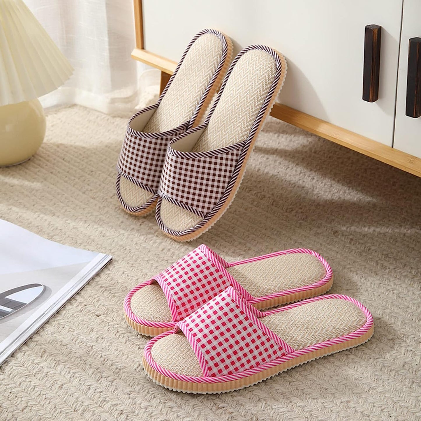  Washable Slippers for Guests Disposable 10 Pairs (6 Large Size+4 Medium Size)