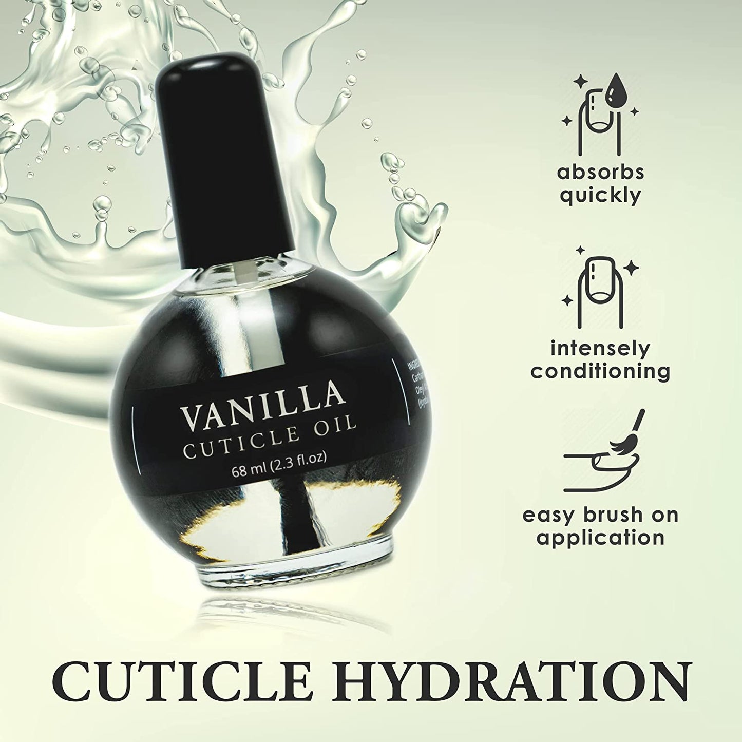 Moisturizing Cuticle & Nail Care Oil 2.3 Fl Oz - Vanilla Scented – Infused with Jojoba Oil, Aloe, Vitamin E – Nail & Cuticle Hydration, Repair, Moisturizer, Strengthener, Growth