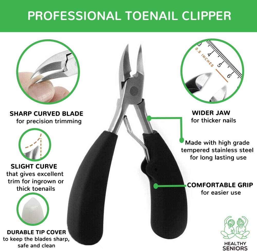 Healthy Seniors Complete Nail and Toenail Clippers for Seniors with Thick Toenails, Big Toe Nail Clippers for Thick Toenails Long Handle, Heavy Duty Toe Nail Clippers for Thick Nails for Seniors