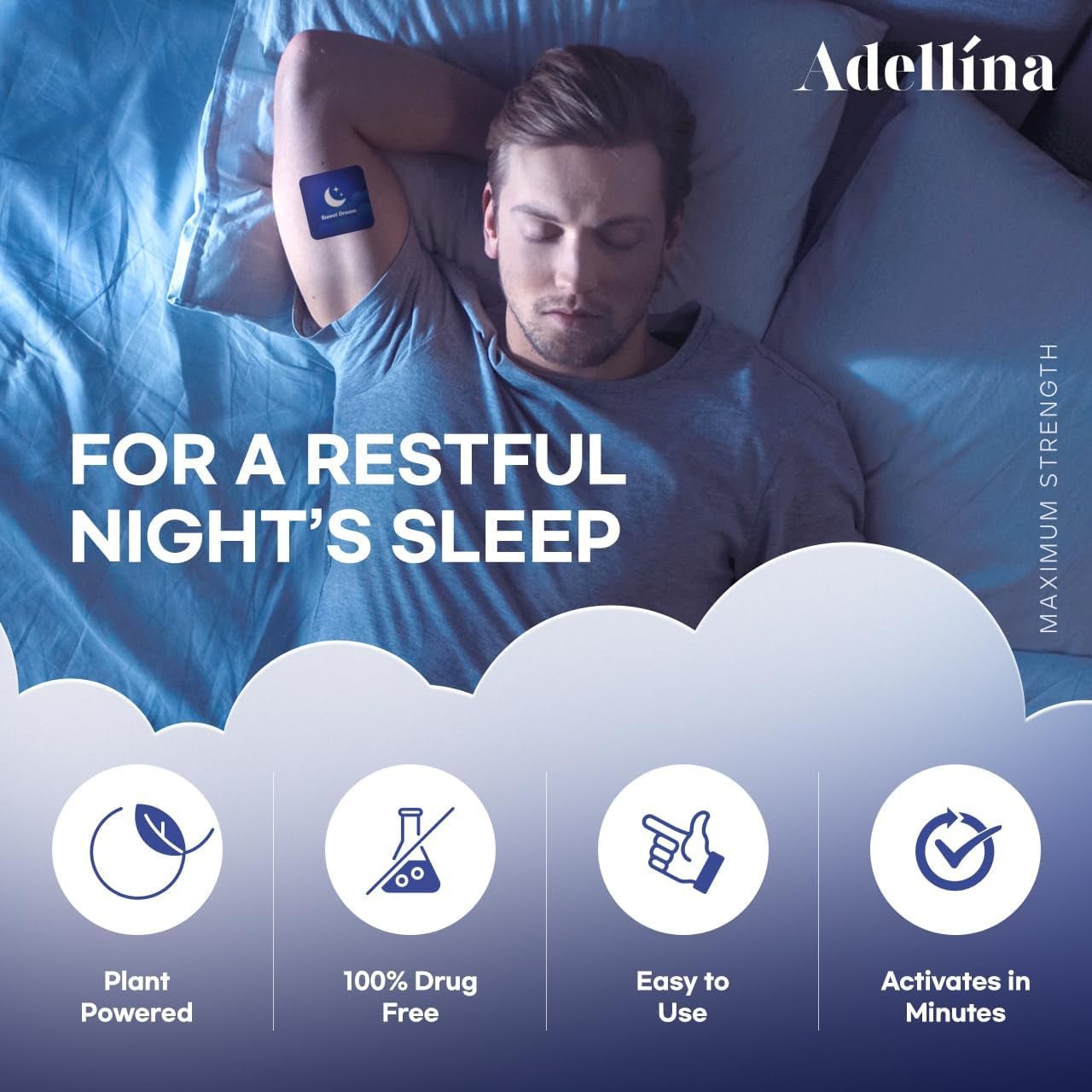 Sleep Patches, Sleep Patches for Adults Extra Strength, Skin-Friendly Patches, Easy to Apply and Comfortable, Last All Night for Men and Woman