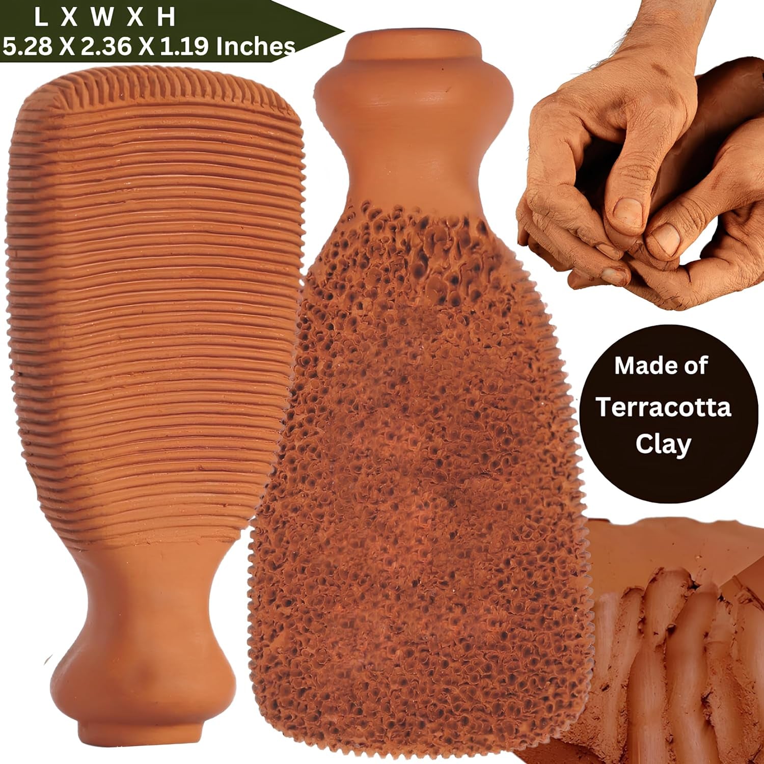 Pumice Stone for Feet, Callus Remover & Foot Exfoliator, Natural Terracotta Pumus Foot Scrubber for Cracked Heels