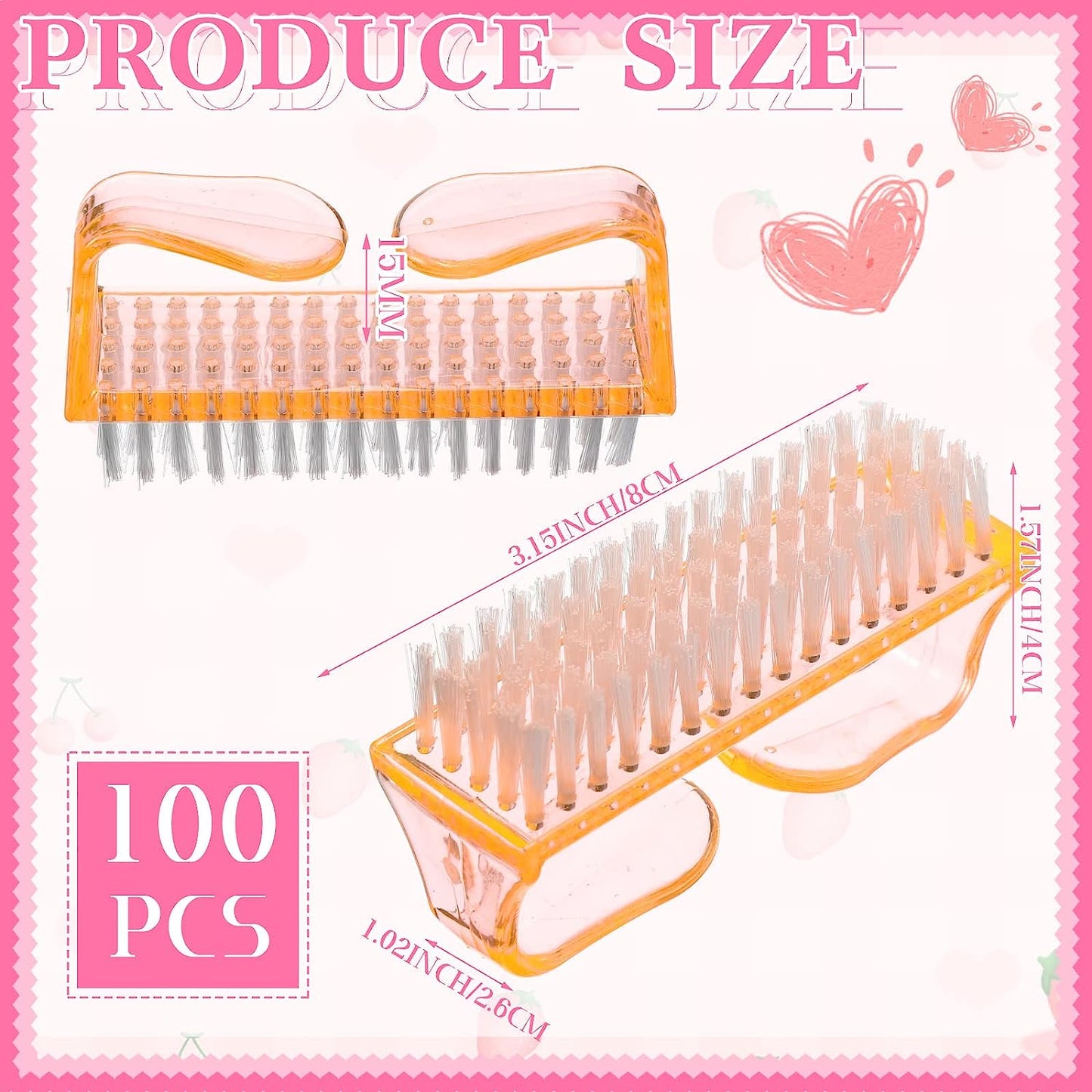 100 Pcs Nail Cleaning Brush Bulk Handle Grip Nail Brush Nail Brush Cleaner for Hands Feet Nail Cleaning Kit Pedicure for Toes and Nails Men Women, 3.15 X 1.57 X 1.02 Inches