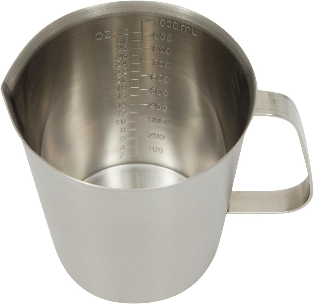 32 Oz Stainless Steel Measuring Cup with Handle, 4 Cup Metal Pitcher with Ounces and Milliliters Marking (1000 Ml) - Shiny Nails