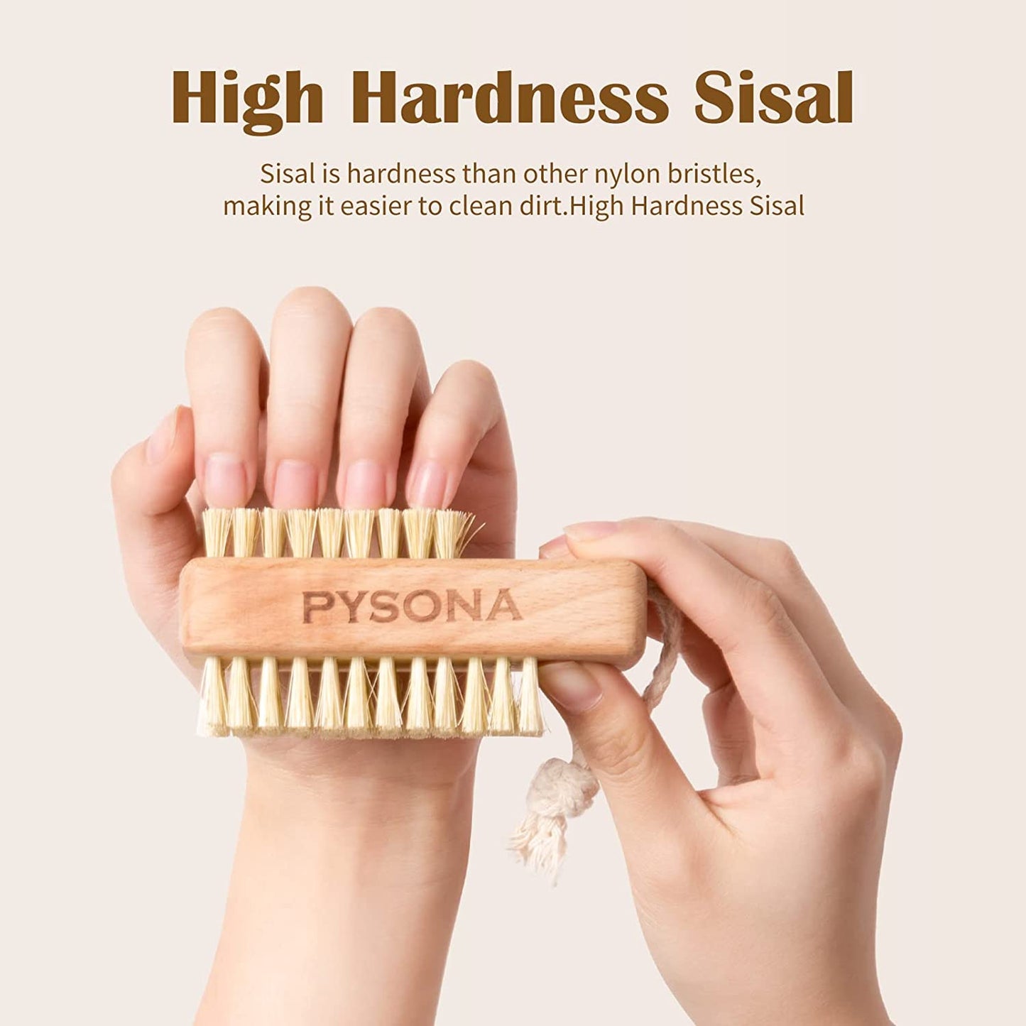 2 Pieces Natural Wooden Bristle Nail Brushes for Cleaning Fingernail and Toenail Non-Slip Two-Sided Grip Hand Foot Nail Brush Set Manicure Pedicure Scrubber Supply Men Women Girls