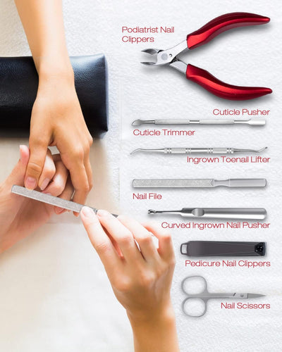 Professional Nail Clippers for Thick Nail, 7 in 1 Set Super Sharp Podiatrist Toenail Clippers, Stainless Steel Ingrown Toenail Pedicure Clipper Cutters for Manicure, Men, Women, Seniors