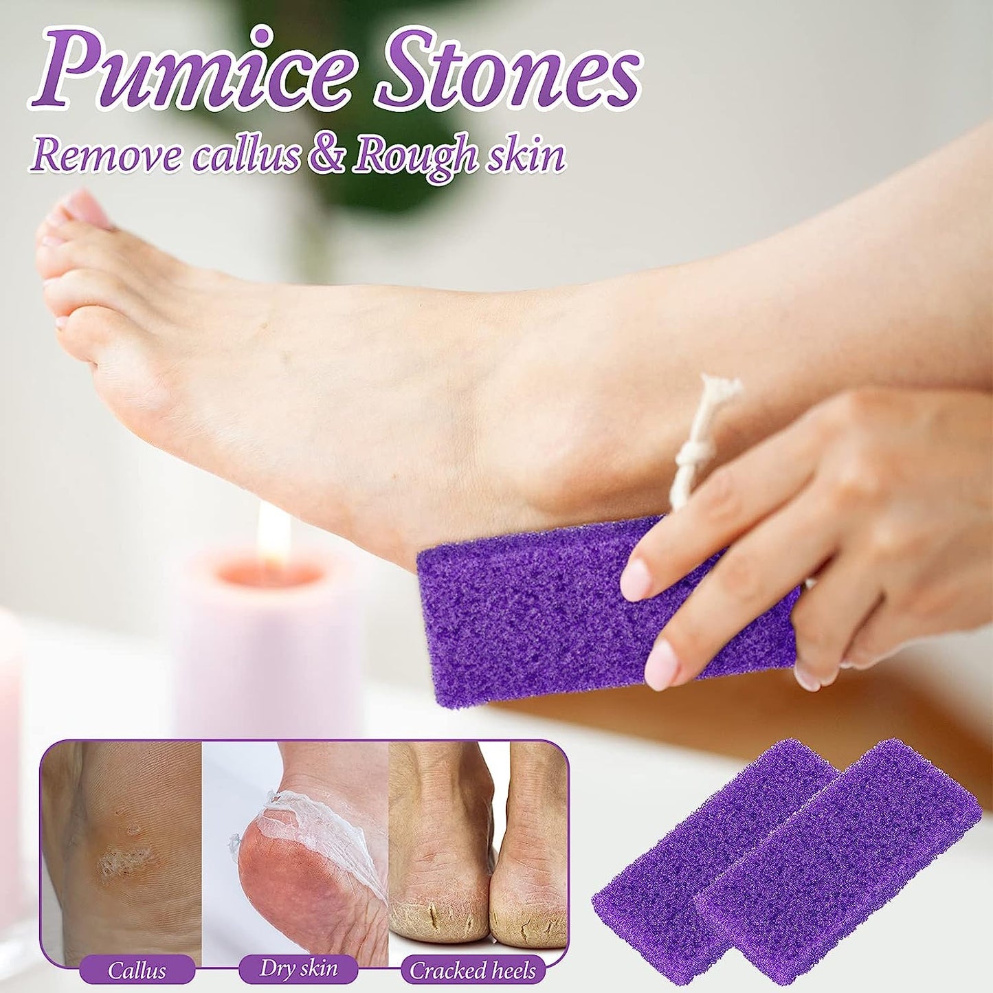 200 Pcs Disposable Foot Pumice Stone Bulk for Feet Pumice Stone Foot Scrubber Dead Skin Pedicure Scrubber Exfoliator Sponge for Feet Callus Remover Bath, Spa, 3.54 X 1.77 X 0.47 Inch(Purple, Purple)
