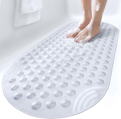 Clear Bathtub Mat Non Slip Shower Floor Mats for Bathroom Bath Tub Washable Suction Cup 16"X35"
