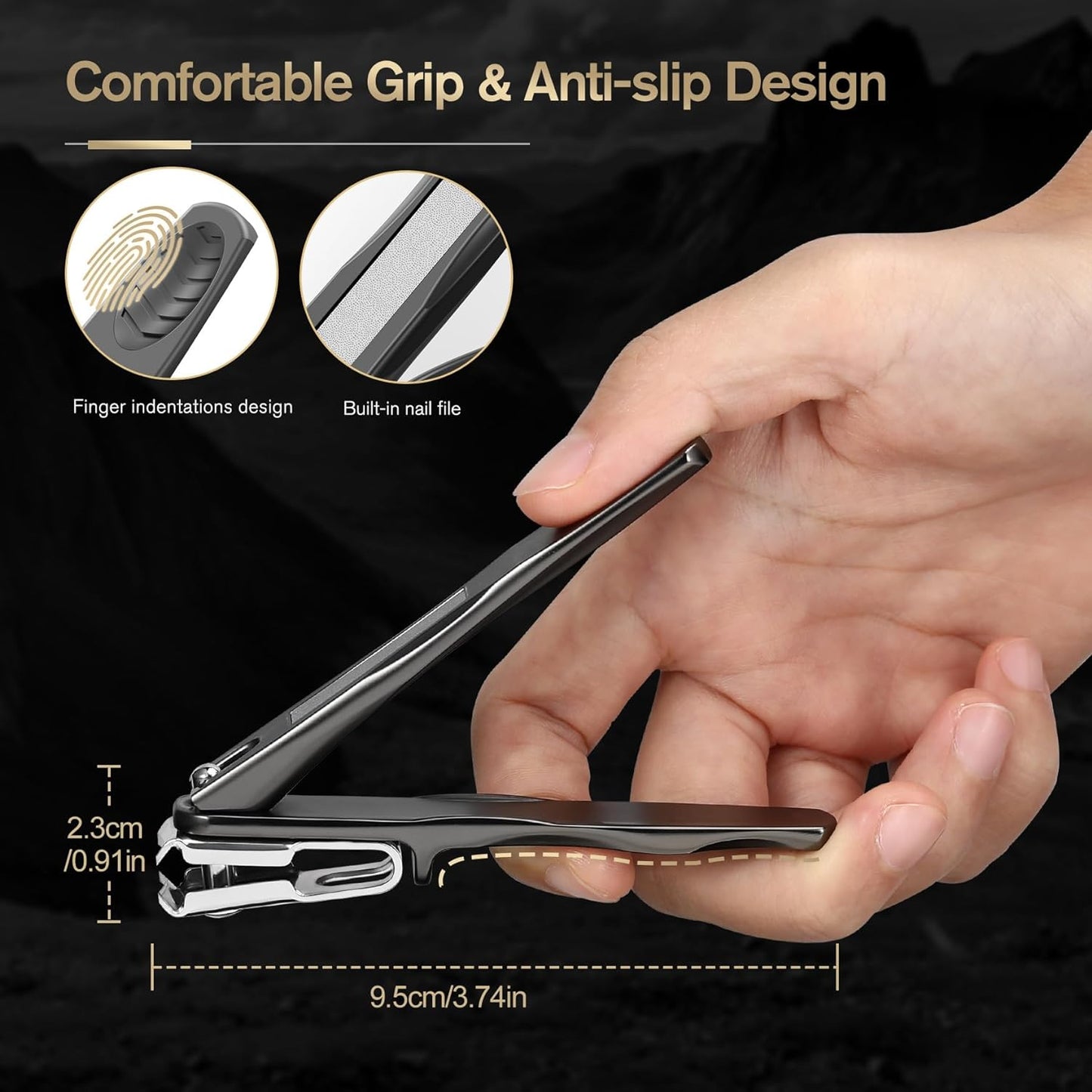 360° Rotating Nail Clippers for Seniors, Long Handle Fingernail Clippers for Men and Women, Ergonomic EZ Grip Toenail Clippers for Thick Nails