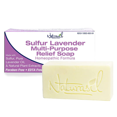Naturasil Fast-Acting 10% Sulfur Lavender Formulated Soap Skin Relief from Acne, Bug Bites, Warts Treatment, Viral Bumps, Nodes & Itching | All Natural, Kid Friendly, Body & Face Wash | 113 Grams