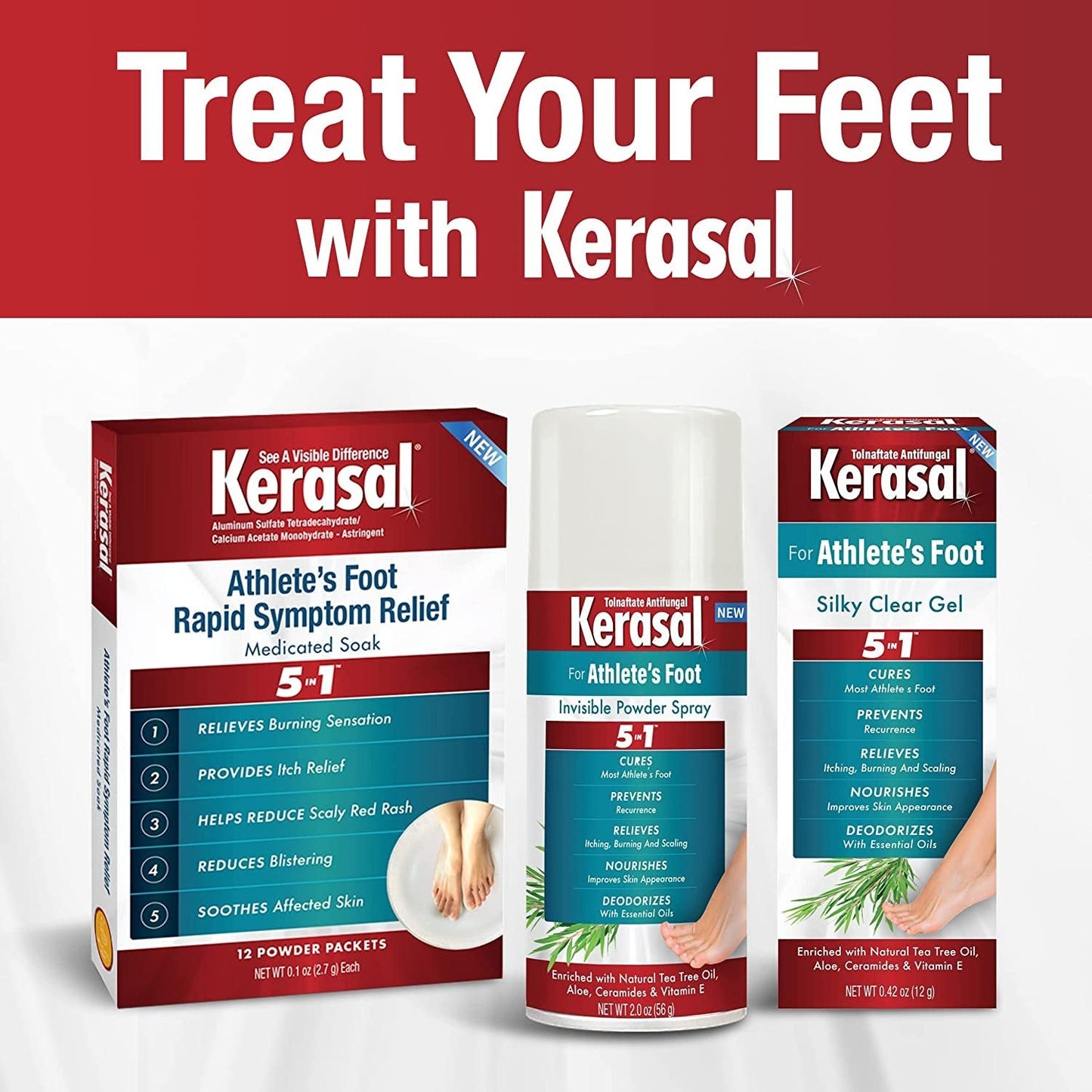 Kerasal Athlete'S Medicated Foot Soak, Bath for 5-In-1 Rapid Symptom Relief, 12 Count, (Pack of 1)