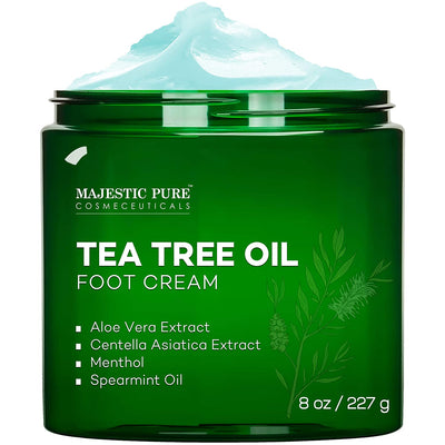 Athletes Foot Cream with Tea Tree Oil, Aloe & Spearmint - Hydrates, Softens & Conditions Dry Cracked Feet, Heel and Calluses,- Helps Soothe Irritated Skin - 8 Oz