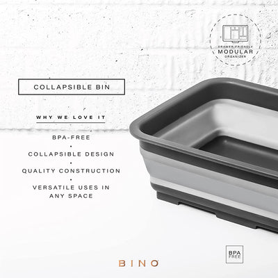 Collapsible Wash Basin - Grey | Portable Dish Tub | Kitchen | Camping | Sink | Home Essentials | Baby Travel | Folding Dish Pan for Maximum Space Saving