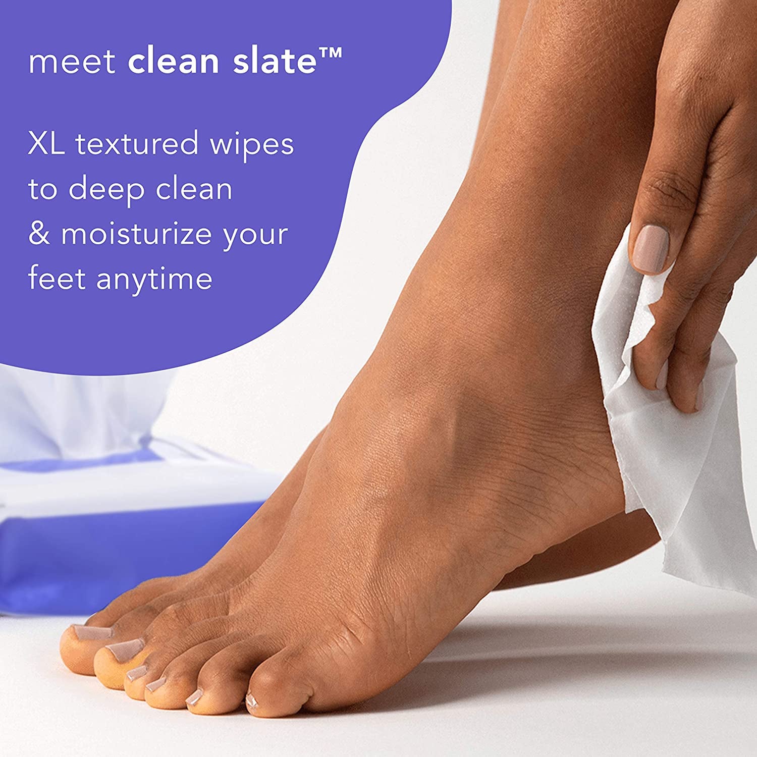 Clean Slate Textured Cleansing Towelettes, Extra-Large, Extra-Strong Foot Disinfecting Wipes