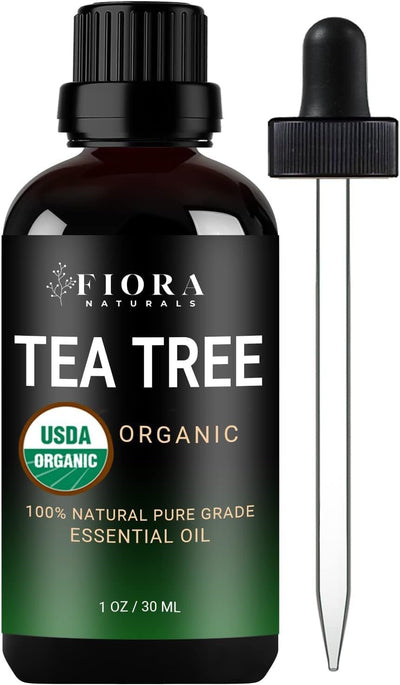 Tea Tree Essential Oil by - 100% Pure Organic Oil, for Face, Hair, Skin, Acne, Scalp, Foot and Toenails. Melaleuca Alternifolia, 1 Oz /30Ml