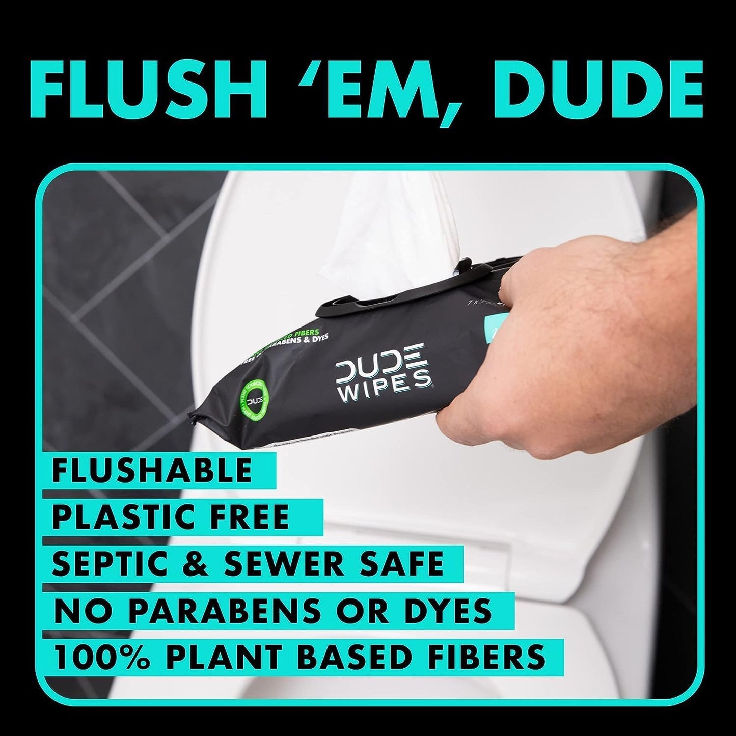 DUDE Wipes - Flushable Wipes - 3 Pack, 144 Wipes - Mint Chill Extra-Large Adult Wet Wipes - Vitamin-E, Aloe, Eucalyptus & Tea Tree Oils - Septic and Sewer Safe