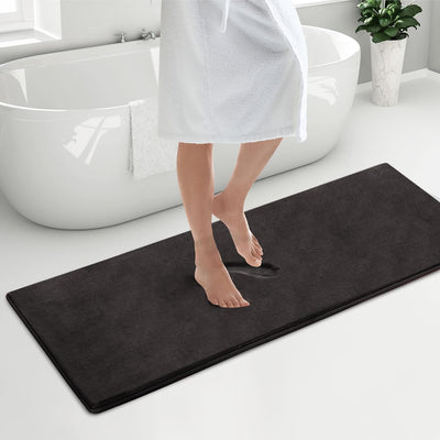 - Luxurious Memory Foam Bath Mat, Absorbent Bathroom Mat with Skid-Resistant Base, Machine-Washable Bath Mats for Bathroom, Kitchens & More, Quick Dry Mat 24 X 58 Inches, Black