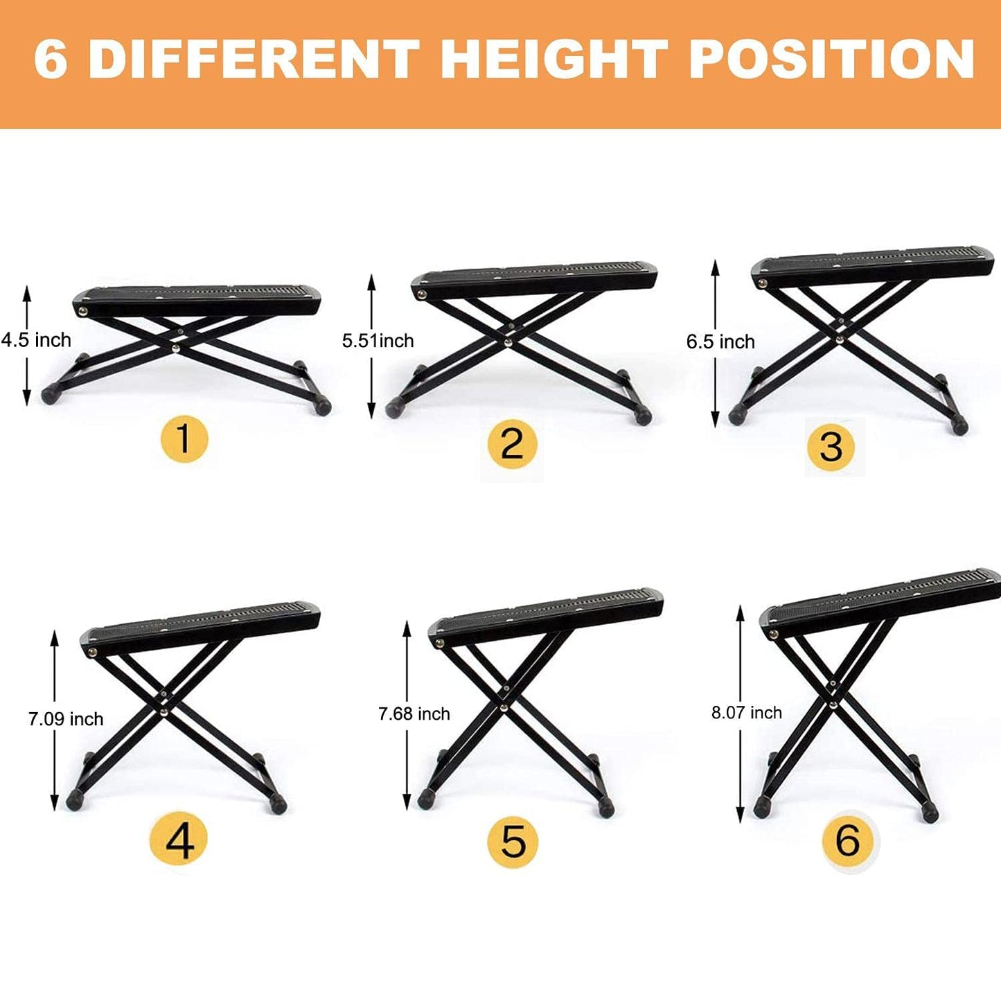 Pedicure Foot Rest, 6-Position Height Adjustable Salon Step Pedicure Stand,Non-Slip Sturdy Footrest for Easy-At Home Pedicures, No More Bending or Stretching.
