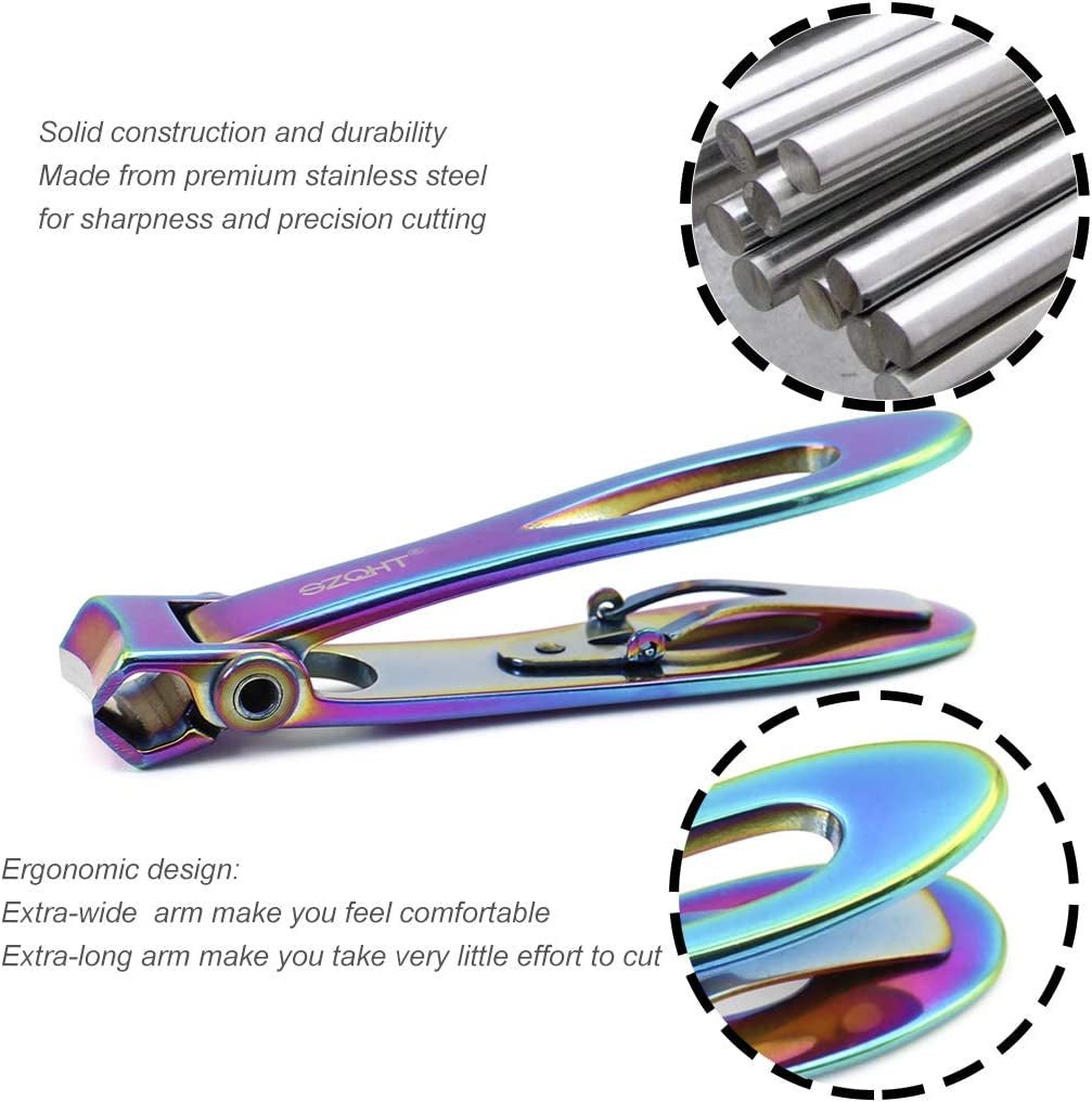 SZQHT Ultra Wide Jaw Opening Toenail Clippers Nail Clippers for Thick Nails Cutter for Ingrown Manicure Set,Pedicure Kit,Men & Women (Prismatic)