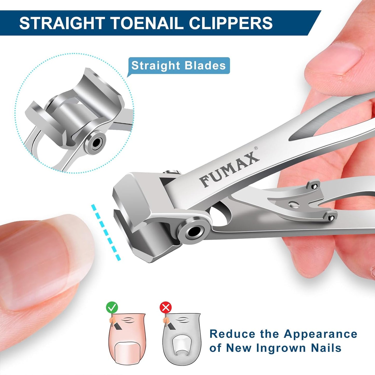 Toenail Clippers for Thick Nails, Curved & Straight Nail Clipper Set, Large Heavy Duty Nail Clippers with 15Mm Wide Jaw Opening, Big Long Handle Toe Nail Clippers for Men Women Seniors