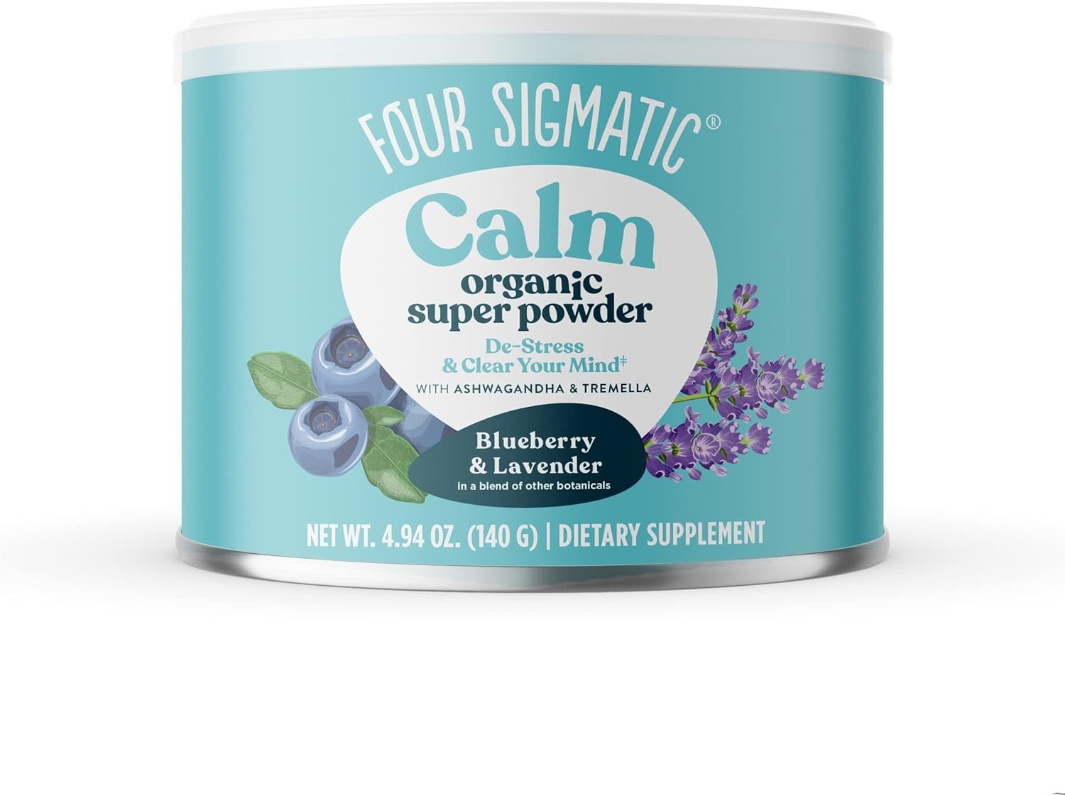 Four Sigmatic Chill Super Powder Organic Superfood Powder with Magnesium Citrate, Organic Chamomile Extract, and Organic Tremella Mushroom Extract | Blueberry Powder Drink Mix (4.94 Oz.)