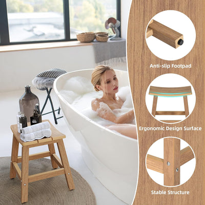 Poly Lumber Shower Bench, Shower Stool, Water Resistant & Non-Slip Design Shower Seat, Shower Bath Chairs Spa Stool for Bathroom (Teak)