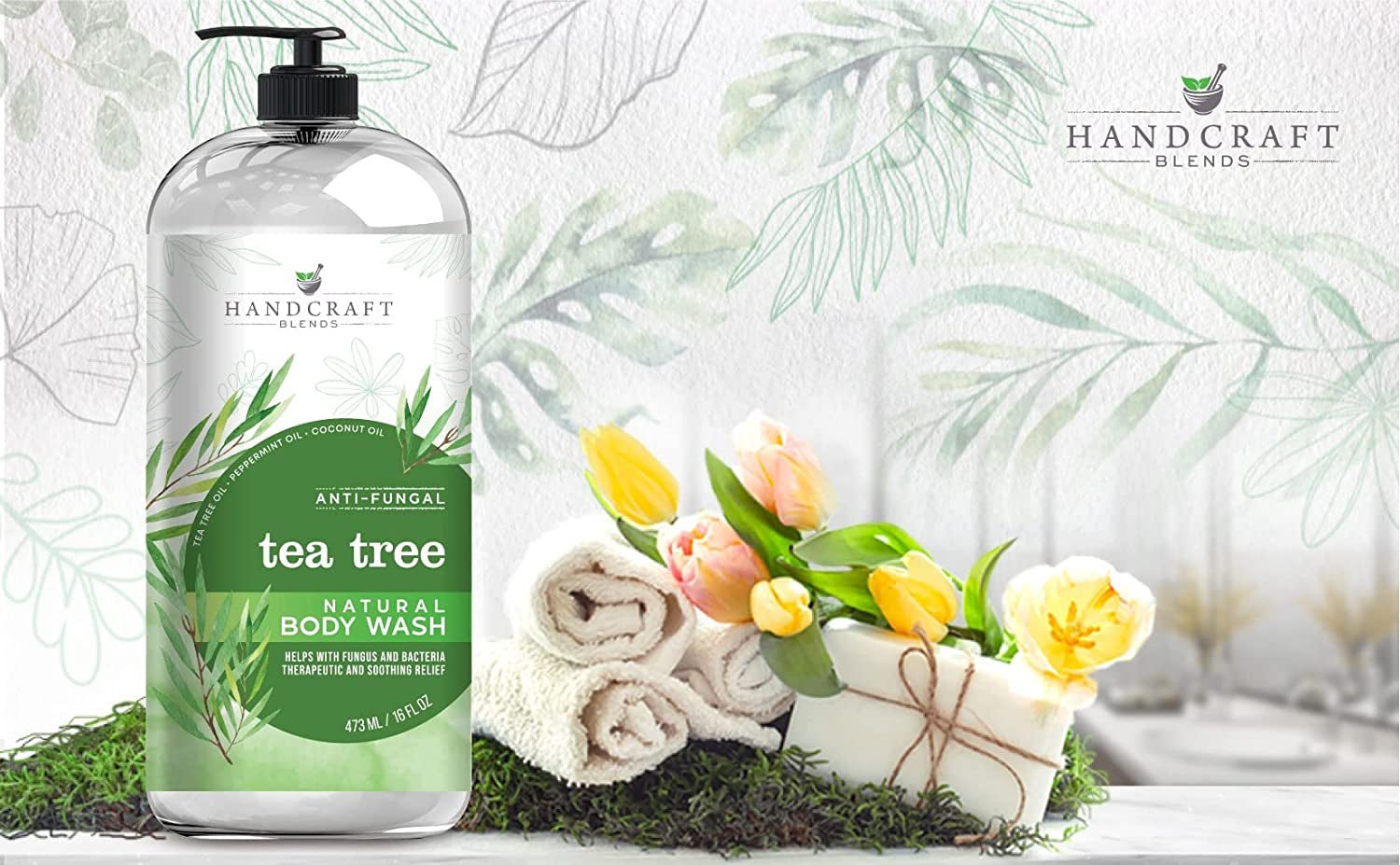 Handcraft Tea Tree Oil Body Wash 16 Oz - Extra Strength Body Wash for Athletes Foot, Nail Fungus, Itchy Skin, Jock Itch, Acne and Eczema - Tea Tree Body Wash for Men & Women