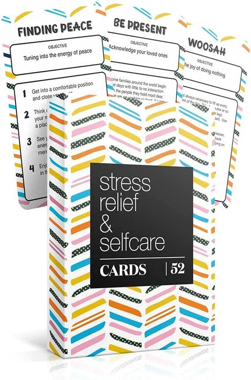 Allura &  52 Stress Less & Self Care Cards - Mindfulness & Meditation Exercises - Anxiety Relief & Relaxation