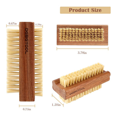 Acacia Wood Firm Nail Brush,2 Pack Wooden Nail Scrub Brush for Fingernail Cleaning,Natural Two Side Nail Scrub Brush