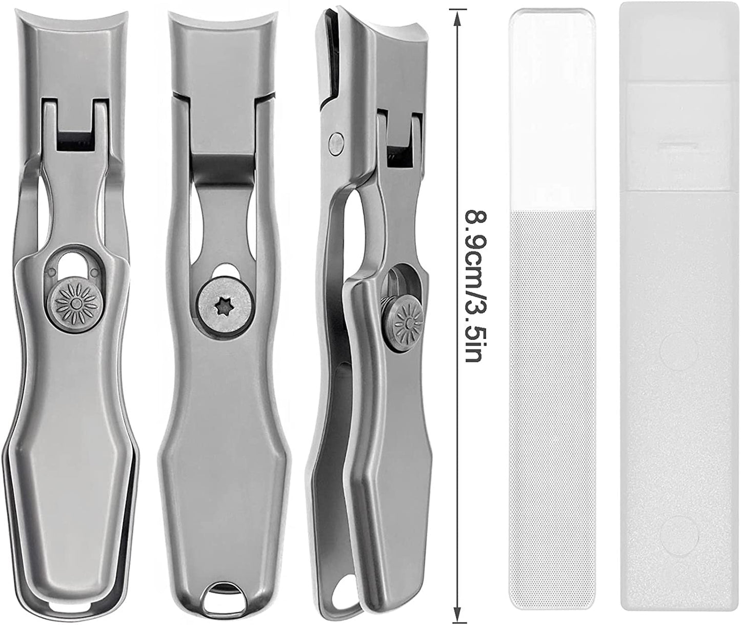 Nail Clippers for Thick Nails Long Handle Large Wide Jaw Opening Cutter with Safety Lock Heavy Duty for Toenail Fingernail No Splash Trimmer with Catcher for Men Women Adult Seniors (Silver)