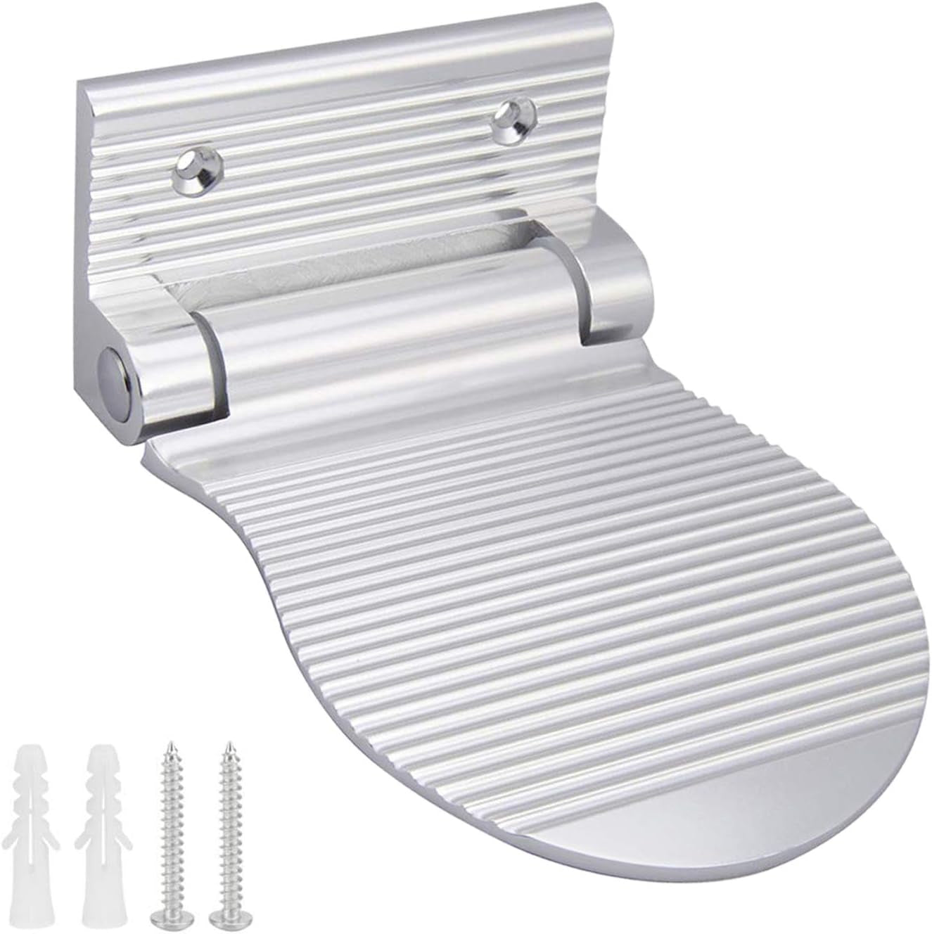 Shower Foot Rest, Shaving & Washing Foot Rest, Heavy Duty Aluminum Alloy Shaving Shelf Fold-Up Shower Foot Rest for Shaving Legs Shower Combo Set (Silvery)