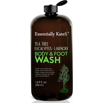 Tea Tree Eucalyptus Lavender Body and Foot Wash 16.9 Fl. Oz. - Helps Nail, Athletes Foot, Ringworms, Jock Itch, Acne, Eczema & Body Odor, Soothes Itching Skin and Feet
