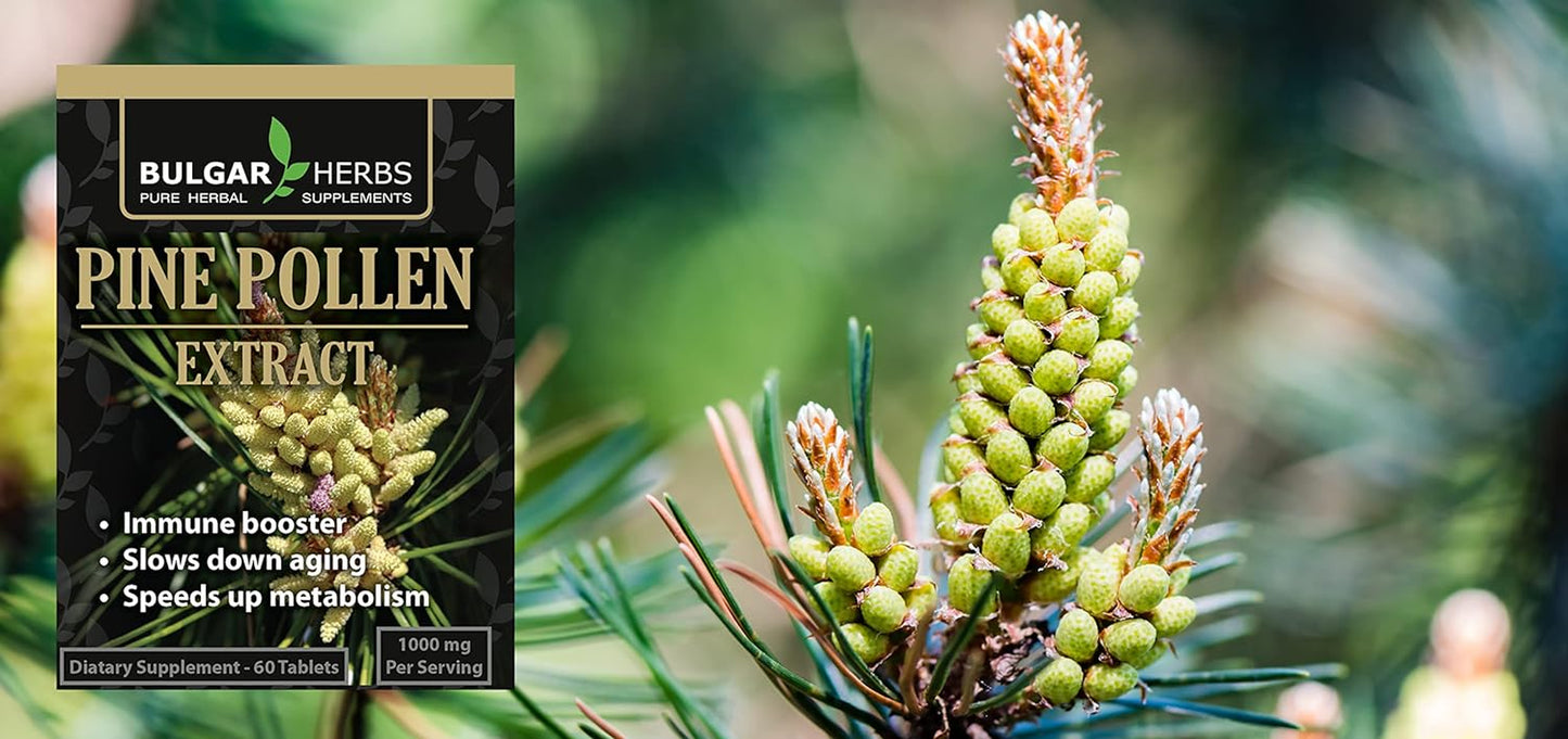 Raw Organic Pine Pollen 60 Tablets | Cell Wall Cracked Mountain Harvest Pine Pollen