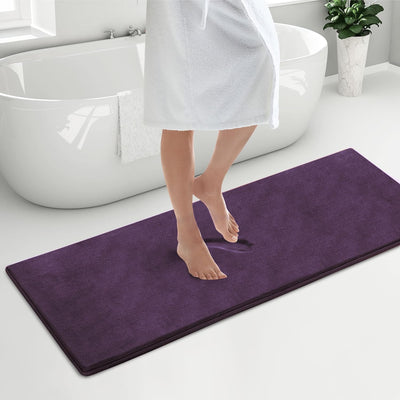 - Luxurious Memory Foam Bath Mat, Absorbent Bathroom Mat with Skid-Resistant Base, Machine-Washable Bath Mats for Bathroom, Kitchens & More, Quick Dry Mat 24 X 58 Inches, Iris