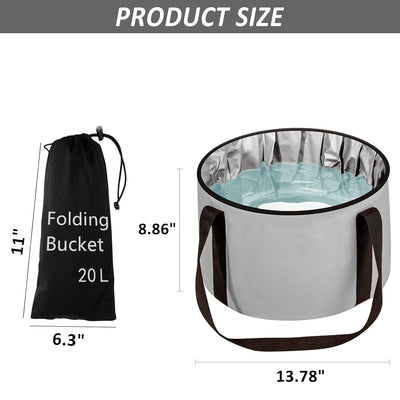Foot Bath Basin 20L Collapsible Bucket, Portable Foot Soak Tub Feet Soaking Bucket for Outdoor Travel, Camping, Fishing(Gray)