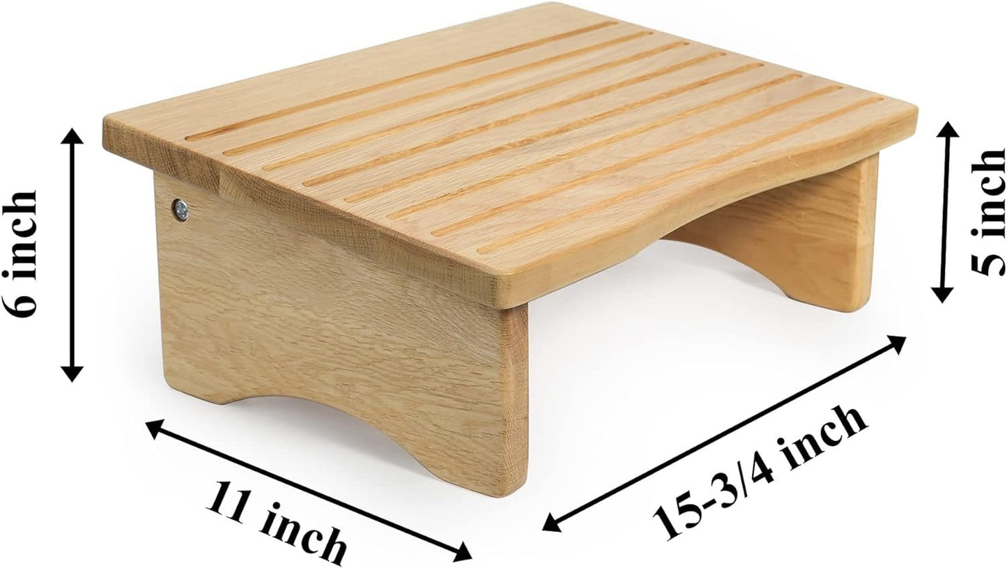 Foot Rest, Ergonomic Footrest for under Desk at Work, Nursing Foot Stool, Natural Solid Wood Non-Slip Slanted Top Foot Stool for Office/Standing Desk (Natural Color)