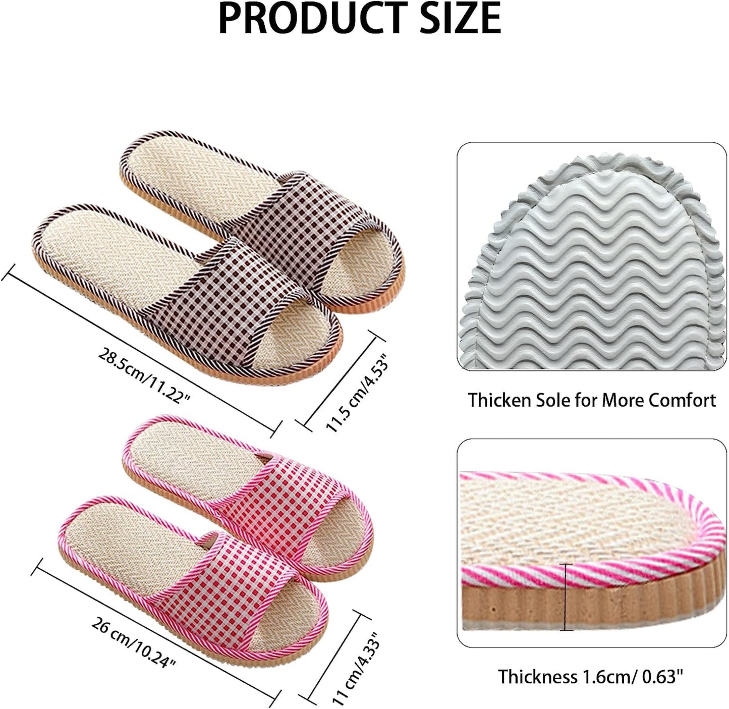  Washable Slippers for Guests Disposable 10 Pairs (6 Large Size+4 Medium Size)