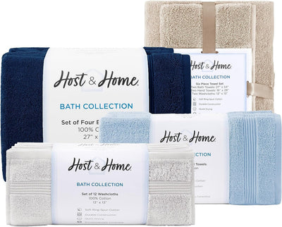 Arkwright Host & Home 100% Cotton Luxury Wash Cloths - (Pack of 12) Soft & Absorbent, Quick-Drying, Perfect for Beach Houses, Hotels, and Rental Properties, Lapis Navy