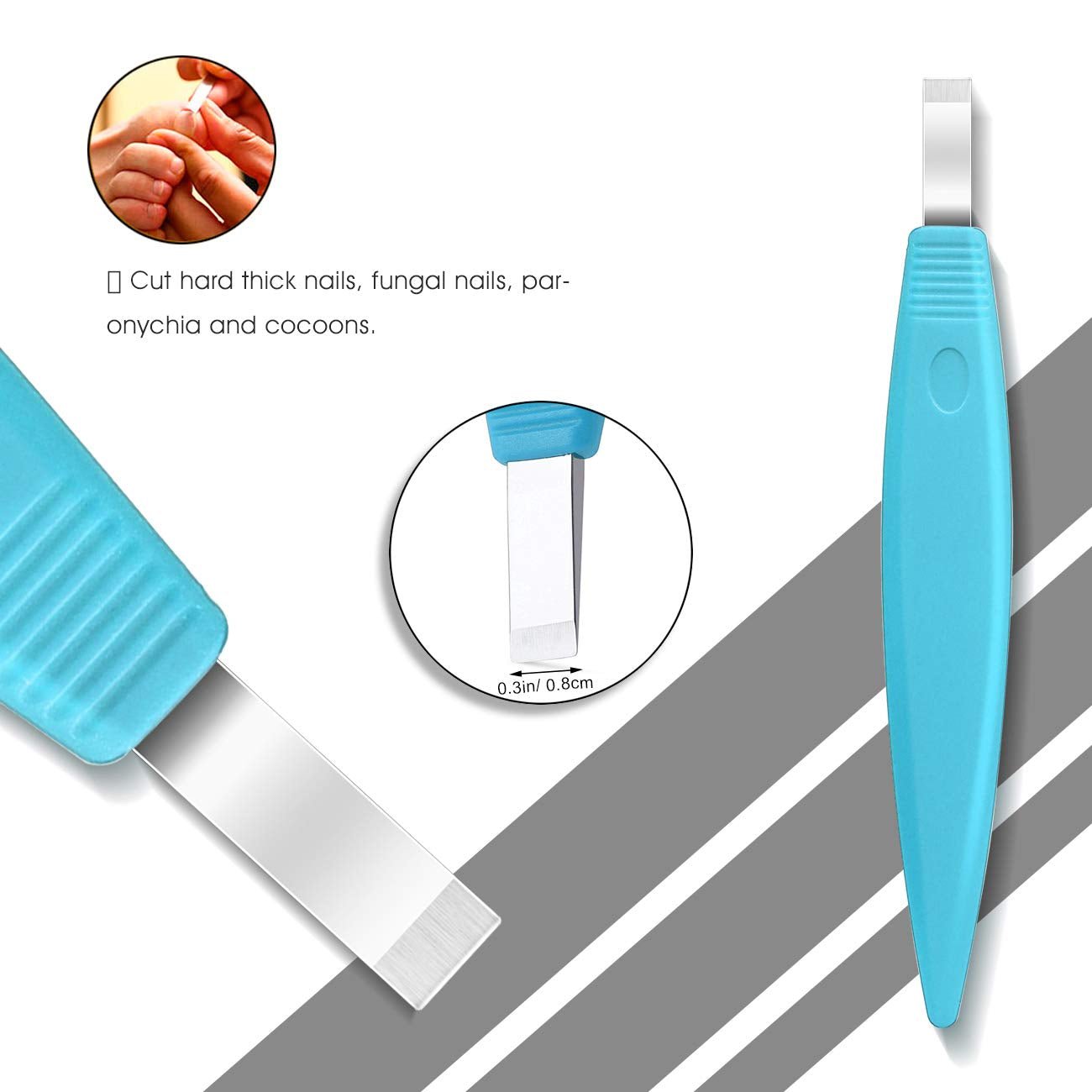 Pedicure Knife Set - Callus Shavers, Corn and Hard Thick Skin Remover Knives for Foot, Metal Nail File & Nail Lifter - Professional Pedicure Tools with Storage Box (Blue)