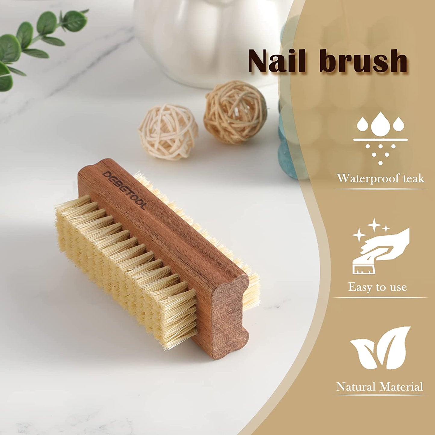 Acacia Wood Firm Nail Brush,2 Pack Wooden Nail Scrub Brush for Fingernail Cleaning,Natural Two Side Nail Scrub Brush
