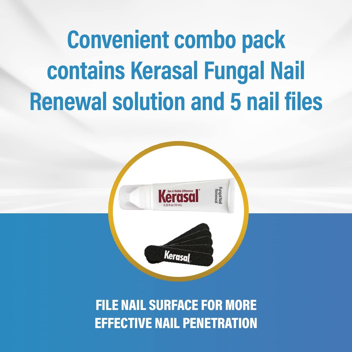 Kerasal Nail Renewal and Nail File Combo Pack, Restores Appearance of Discolored or Damaged Nails, 5 Heavy Duty Nail Files, 0.33 Fl Oz, Clear