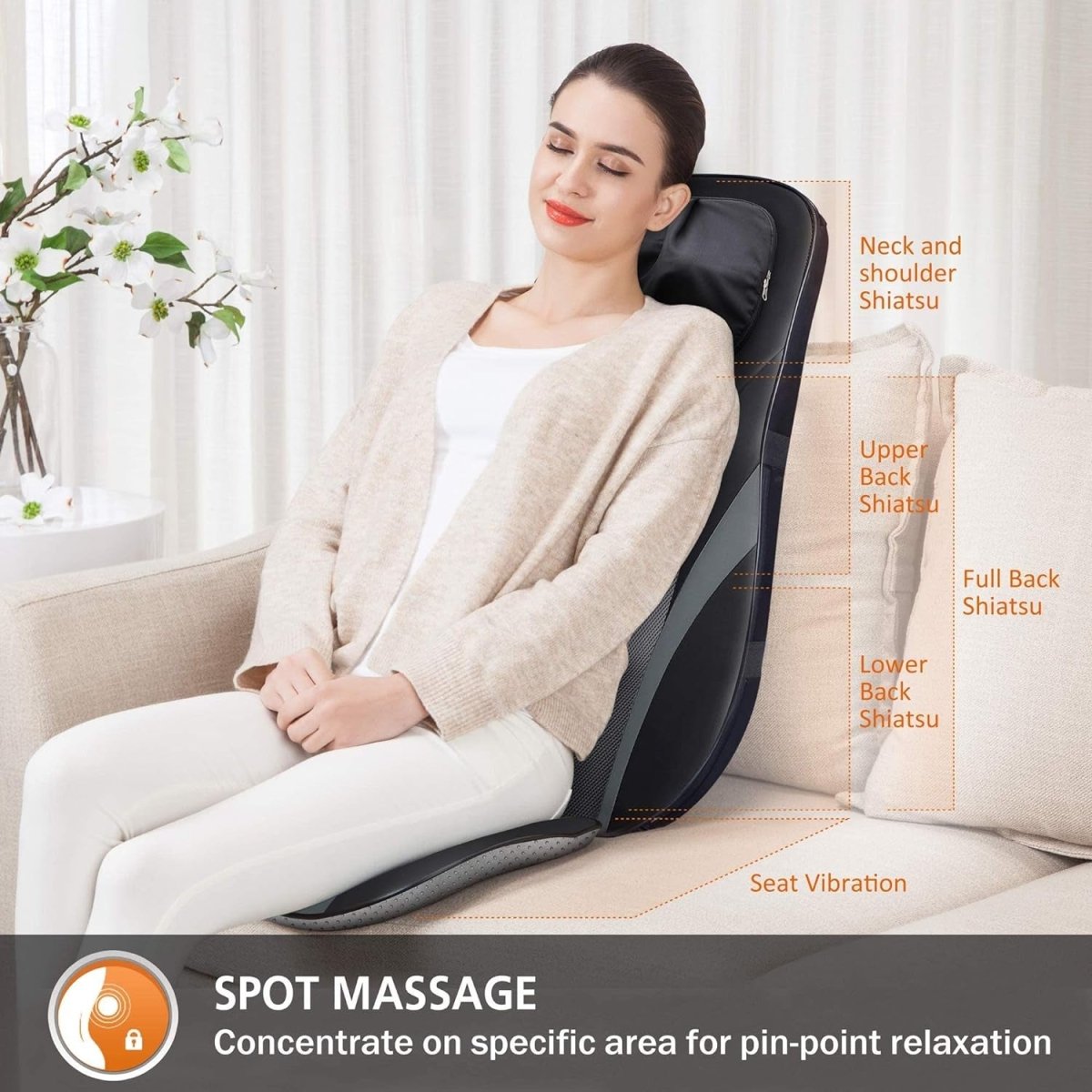 Back Massage Chair Pad Foot Massager Bundle, Washable Cover, Flexible Massage Nodes for All Size Feet, Foot Warmer, Electric Foot Massage Machine Relieves Foot Back Pains - Shiny Nails